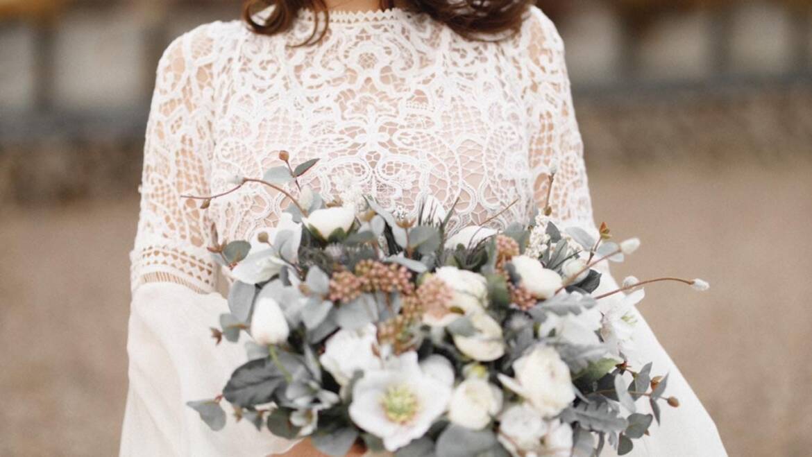 Everlasting dusty winter collection silk flowers wedding bouquet.
