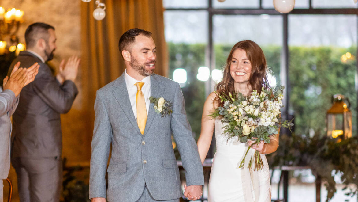 Lush evergreens and delicate thistle-  a romantic winter wedding, with sparkling white baubles, gently kissed by the warm glow of candles.