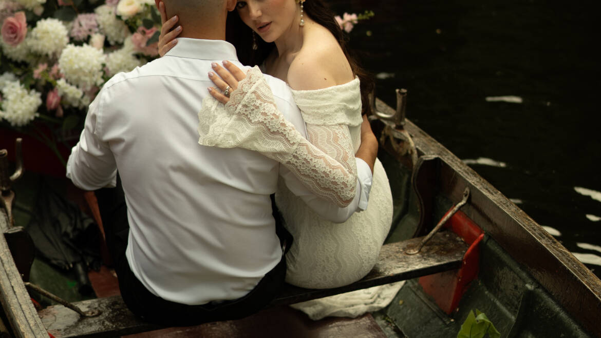 An unforgettable, out-of-this-world boat elopement in historic Knaresborough- a magical, dreamy atmosphere of a waterside ceremony.