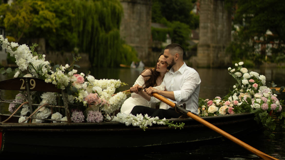 An unforgettable, out-of-this-world boat elopement in historic Knaresborough- a magical, dreamy atmosphere of a waterside ceremony.