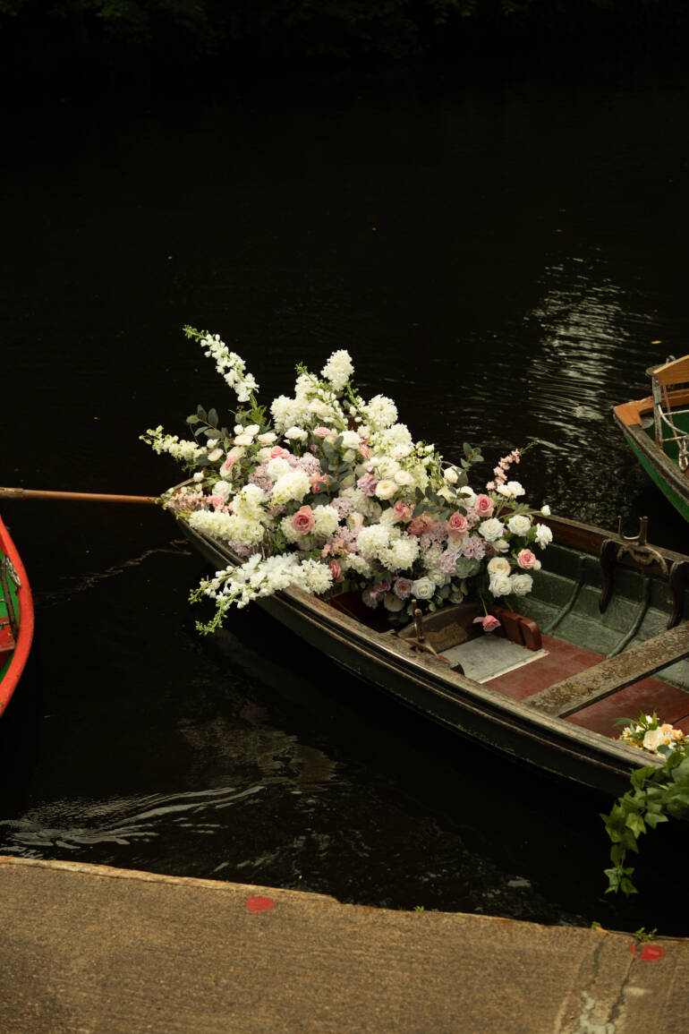 An unforgettable, out-of-this-world boat elopement in historic Knaresborough- a magical, dreamy atmosphere of a waterside ceremony.